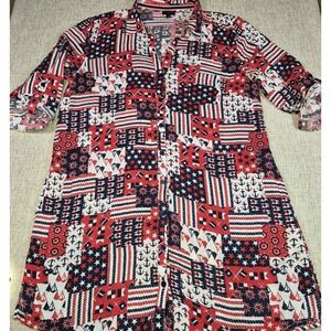Talbots Coastal Americana  Button-Up Cover Up Anchor & Star  Size M